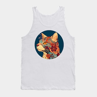 Lady Cat Boho Flower - Cat Hippy Lover Tank Top